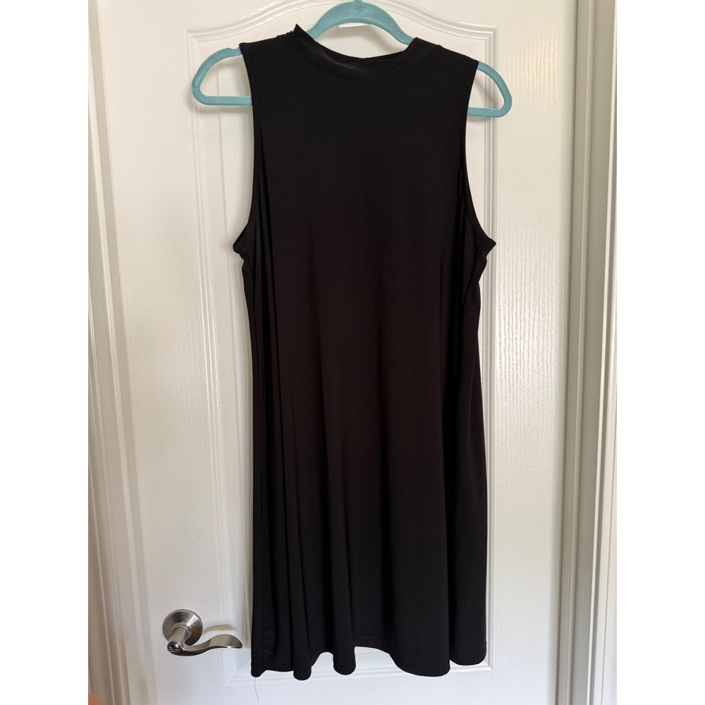 Annalee + Hope Black Shift Dress Women Mock Neck Sleeveless Jersey EUC L